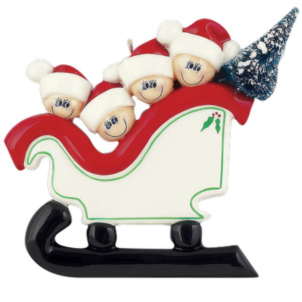 Sleigh Tree Family of 4 Christmas Ornament Online Sale