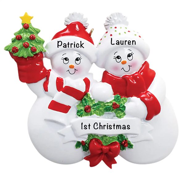 Christmas Snow Couple Ornament Online now