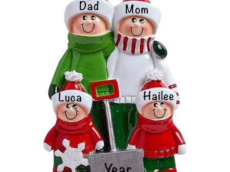 Snow Shovel Family of 4 Personalized Ornament Online Sale