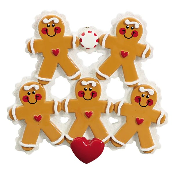 Gingerbread Family of 5 Personalized Ornament For Discount