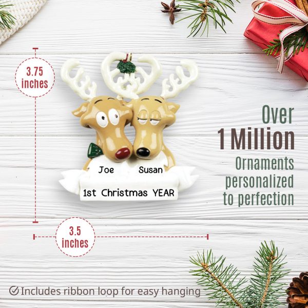 Reindeer Couple Christmas Ornament For Sale