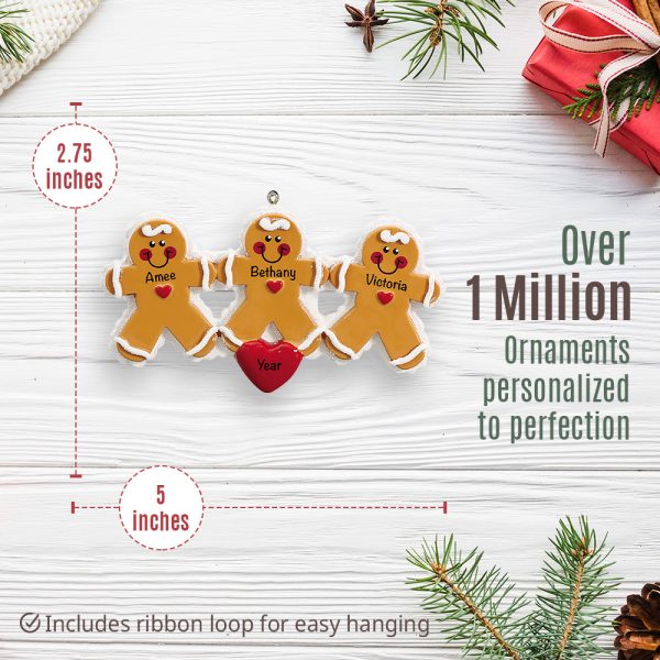 Gingerbread Family of 3 Christmas Ornament For Cheap