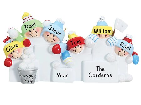 Snowball Fight Family of 6 Christmas Ornament Cheap