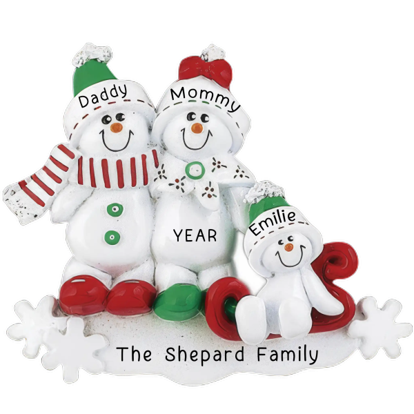 Snow Sled Family of 3 Christmas Ornament Hot on Sale