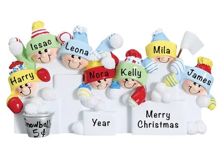 Snowball Fight Family of 7 Christmas Ornament Supply