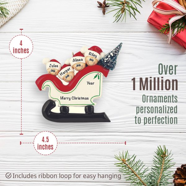 Sleigh Tree Family of 4 Christmas Ornament Online Sale