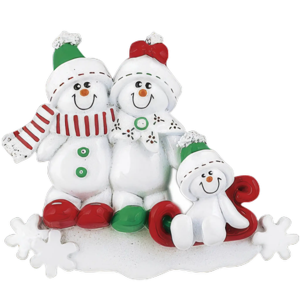 Snow Sled Family of 3 Christmas Ornament Hot on Sale