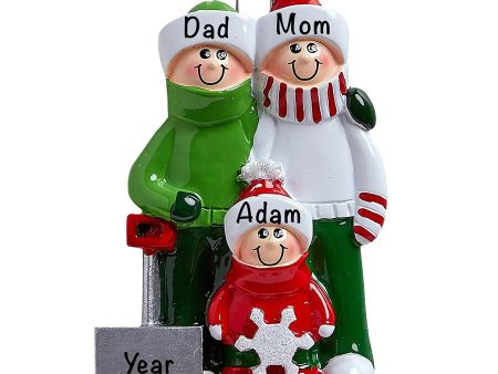 Snow Shovel Family of 3 Personalized Ornament For Cheap