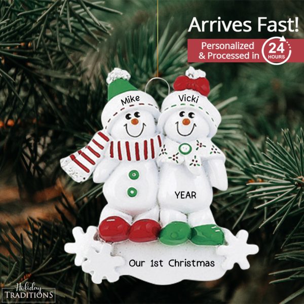 Snow Sled Couple Christmas Ornament Supply