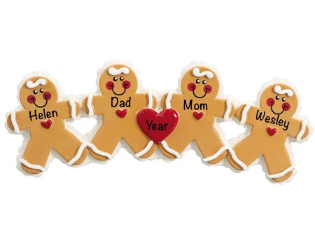 Gingerbread Family of 4 Christmas Ornament Discount