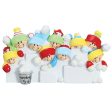 Snowball Fight Family of 9 Christmas Ornament For Sale