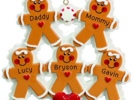 Gingerbread Family of 5 Personalized Ornament For Discount