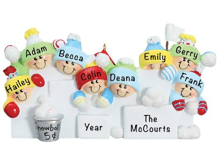 Snowball Fight Family of 8 Christmas Ornament For Discount