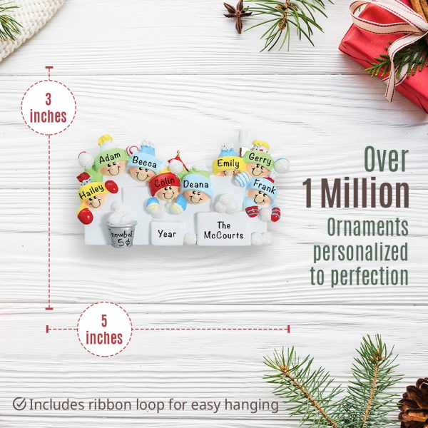 Snowball Fight Family of 8 Christmas Ornament For Discount