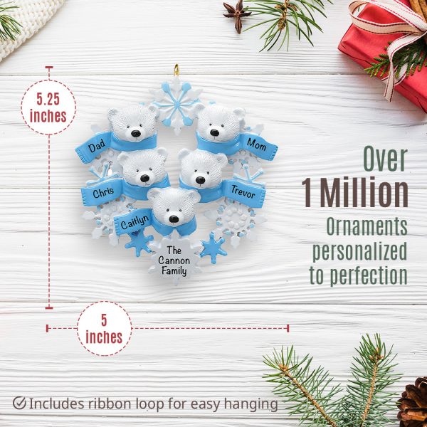 Polar Bear Family Of 5 Christmas Ornament For Sale