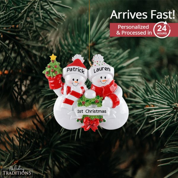 Christmas Snow Couple Ornament Online now