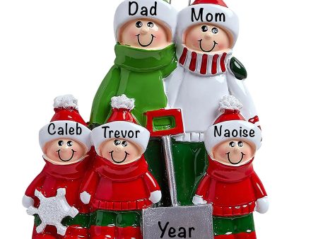 Snow Shovel Family of 5 Personalized Ornament For Discount