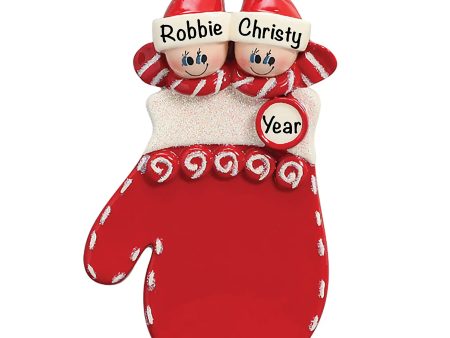 Red Mitten Couple Christmas Ornament Supply