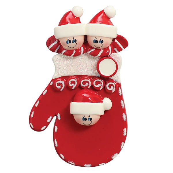 Red Mitten Family of 3 Christmas Ornament Online Hot Sale