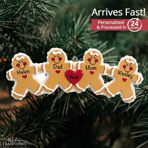 Gingerbread Family of 4 Christmas Ornament Discount