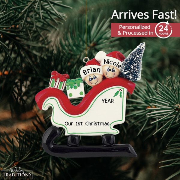 Sleigh Tree Family of 2 Personalized Ornament Online now