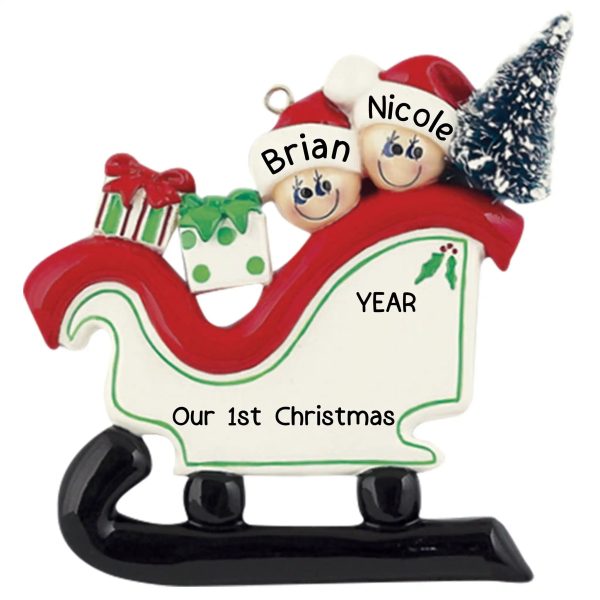 Sleigh Tree Family of 2 Personalized Ornament Online now