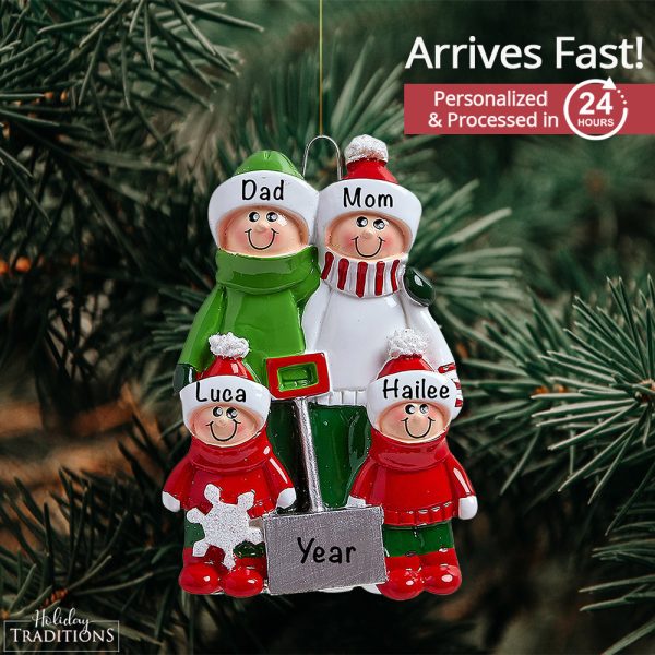 Snow Shovel Family of 4 Personalized Ornament Online Sale