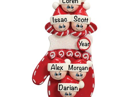 Red Mitten Family of 6 Personalized Ornament Online Hot Sale