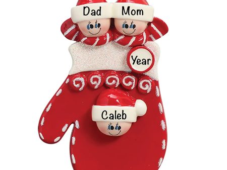 Red Mitten Family of 3 Christmas Ornament Online Hot Sale