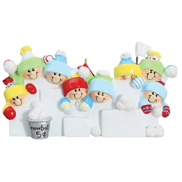 Snowball Fight Family of 8 Christmas Ornament For Discount