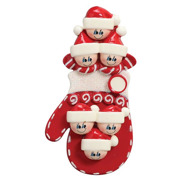 Red Mitten Family of 6 Personalized Ornament Online Hot Sale