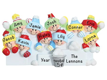 Snowball Fight Family of 10 Christmas Ornament Sale