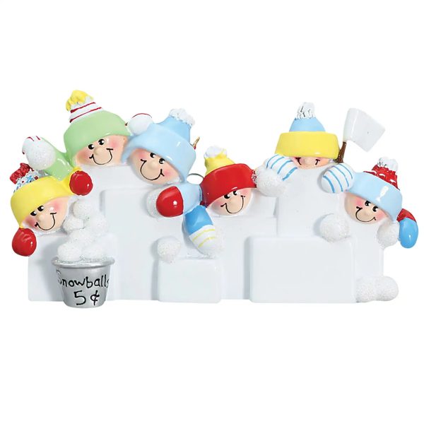 Snowball Fight Family of 6 Christmas Ornament Cheap