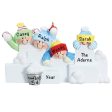 Snowball Fight Family of 4 Personalized Ornament For Cheap