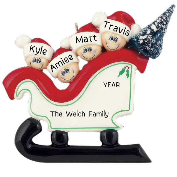 Sleigh Tree Family of 4 Christmas Ornament Online Sale