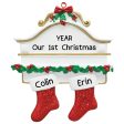 Red Stocking Couple Christmas Ornament Online Sale